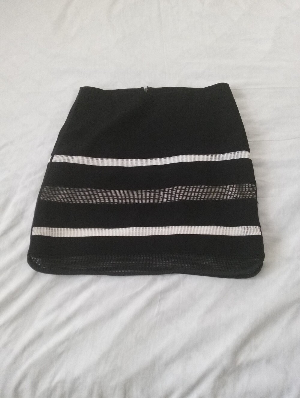 White House Black Market Black Mini Skirt with White Stripes